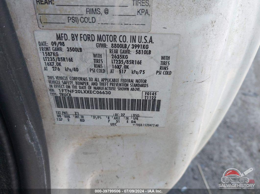 1FTNF20LXXEC06630 1999 FORD F-250 photo no. 9