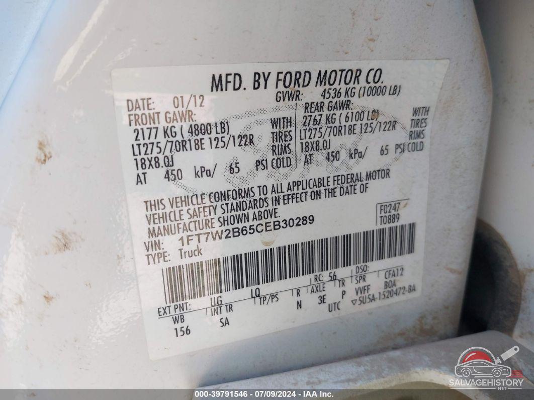 1FT7W2B65CEB30289 2012 FORD F-250 photo no. 9