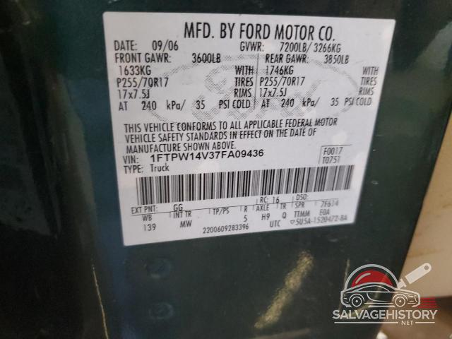 1FTPW14V37FA09436 2007 FORD F150 photo no. 12