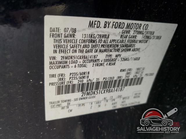 2FMDK51CX9BA14187 2009 FORD FLEX photo no. 13