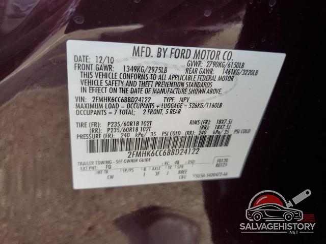 2FMHK6CC6BBD24122 2011 FORD FLEX photo no. 13
