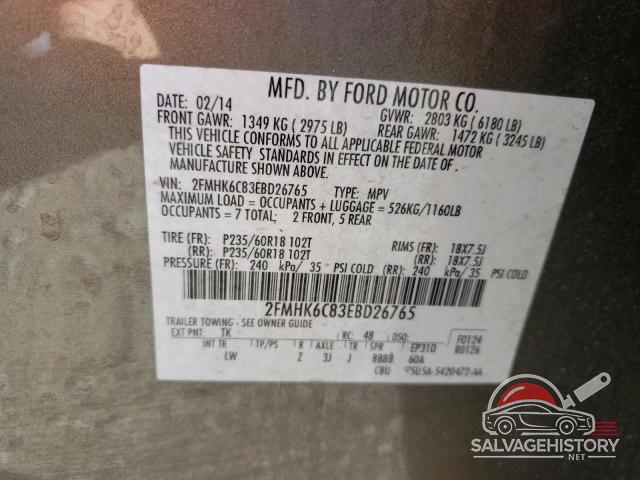 2FMHK6C83EBD26765 2014 FORD FLEX photo no. 12