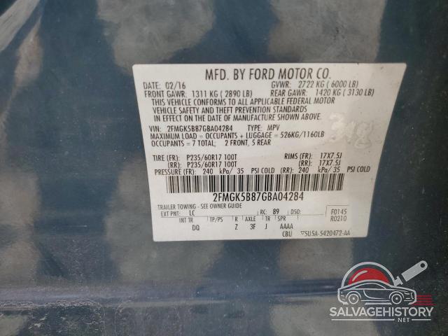 2FMGK5B87GBA04284 2016 FORD FLEX photo no. 13