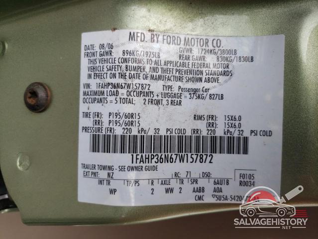 1FAHP36N67W157872 2007 FORD FOCUS photo no. 12