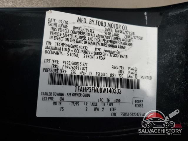 1FAHP3FN0BW140333 2011 FORD FOCUS photo no. 12
