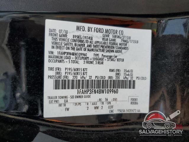 1FAHP3FN4BW109960 2011 FORD FOCUS photo no. 13