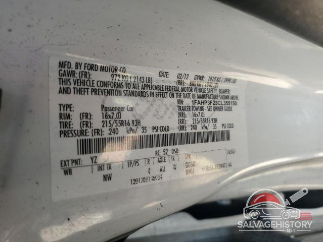 1FAHP3F23CL355150 2012 FORD FOCUS photo no. 12