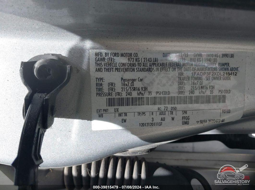 1FADP3F2XDL213412 2013 FORD FOCUS photo no. 9