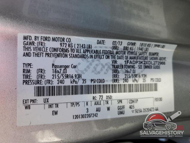 1FADP3K2XDL272966 2013 FORD FOCUS photo no. 12