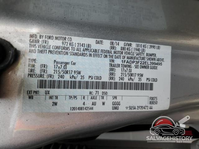 1FADP3F22EL399495 2014 FORD FOCUS photo no. 12