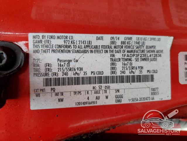 1FADP3F23EL412836 2014 FORD FOCUS photo no. 12
