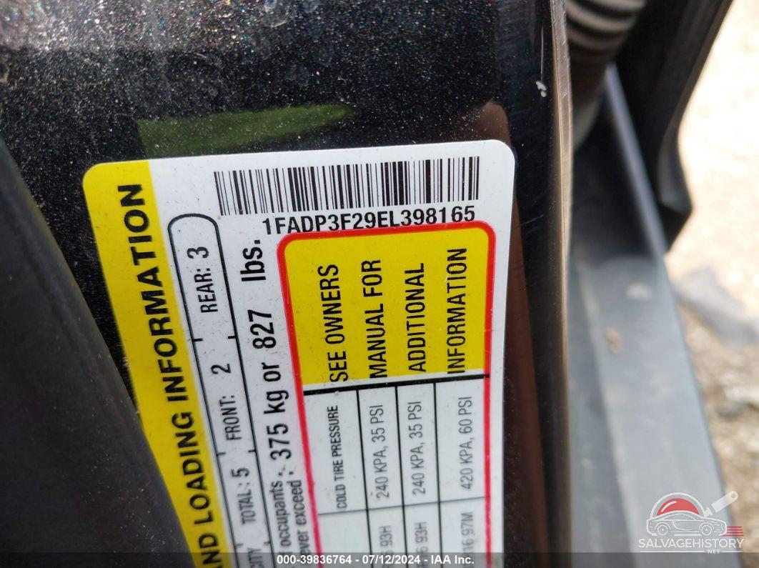 1FADP3F29EL398165 2014 FORD FOCUS photo no. 9