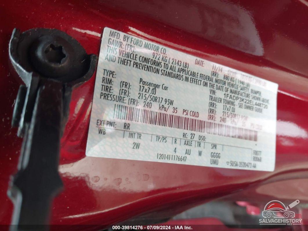 1FADP3K22EL448720 2014 FORD FOCUS photo no. 9