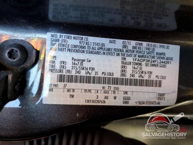 1FADP3K24FL244261 2015 FORD FOCUS photo no. 10