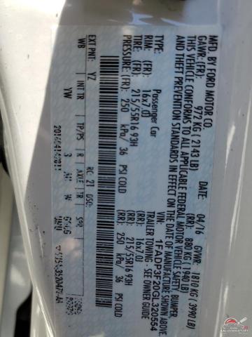 1FADP3F20GL320554 2016 FORD FOCUS photo no. 13
