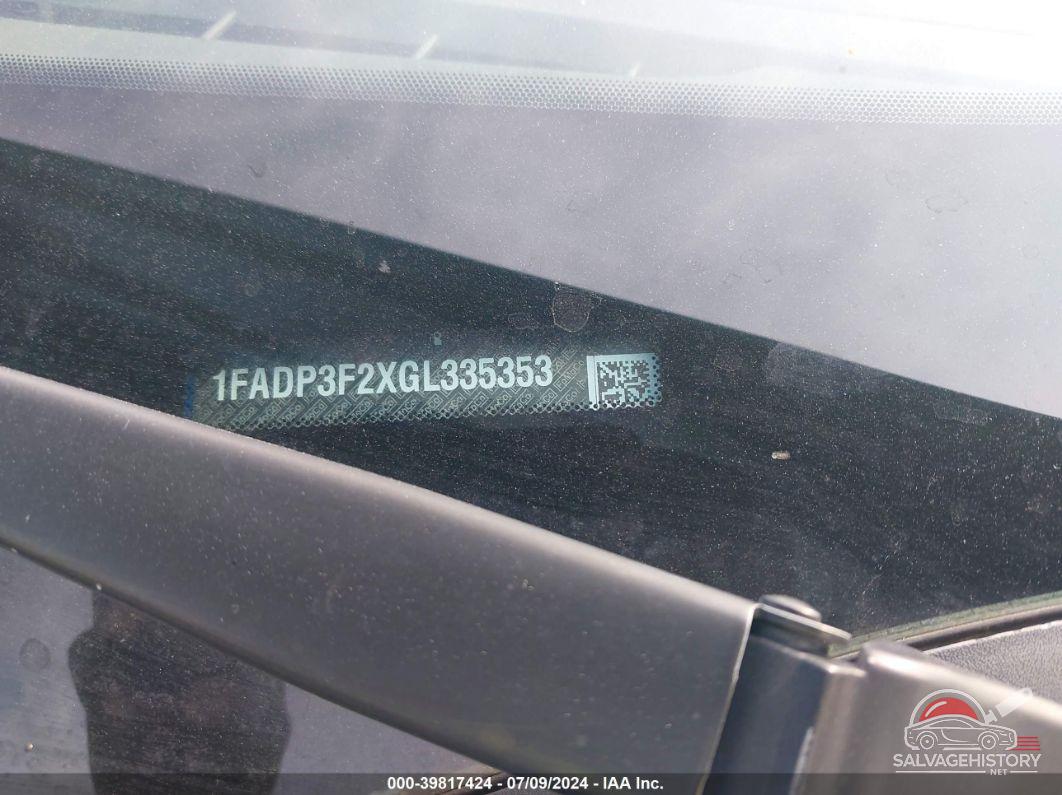 1FADP3F2XGL335353 2016 FORD FOCUS photo no. 9