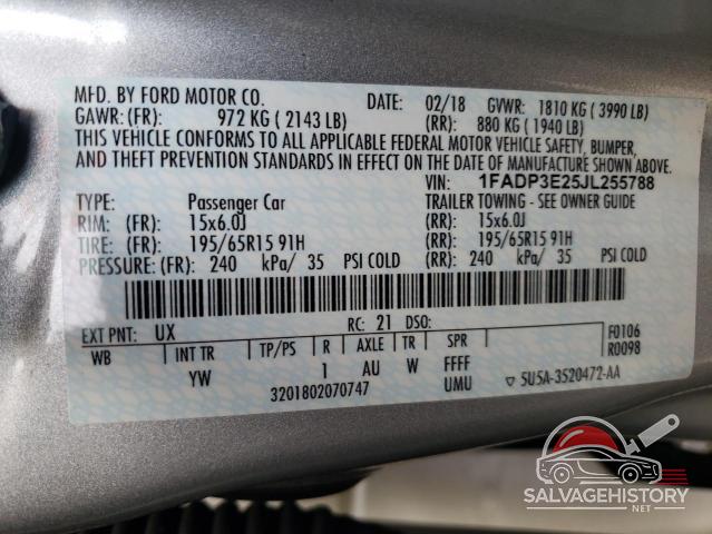 1FADP3E25JL255788 2018 FORD FOCUS photo no. 12