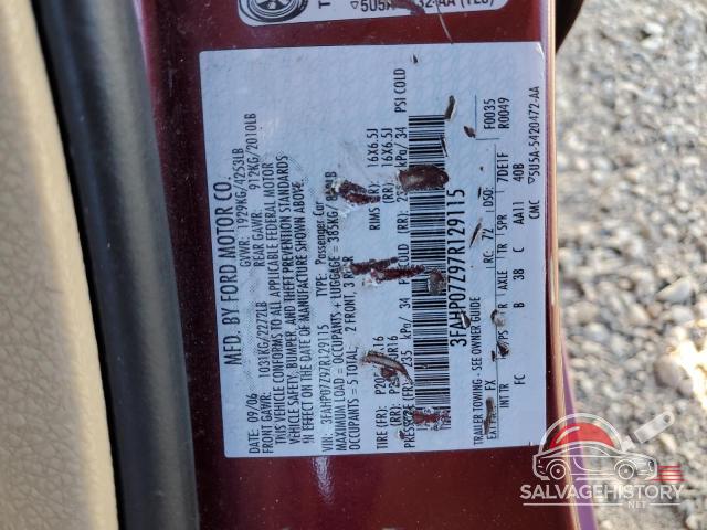 3FAHP07Z97R129115 2007 FORD FUSION photo no. 12