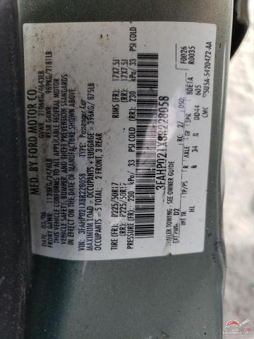 3FAHP021X8R228058 2008 FORD FUSION photo no. 12