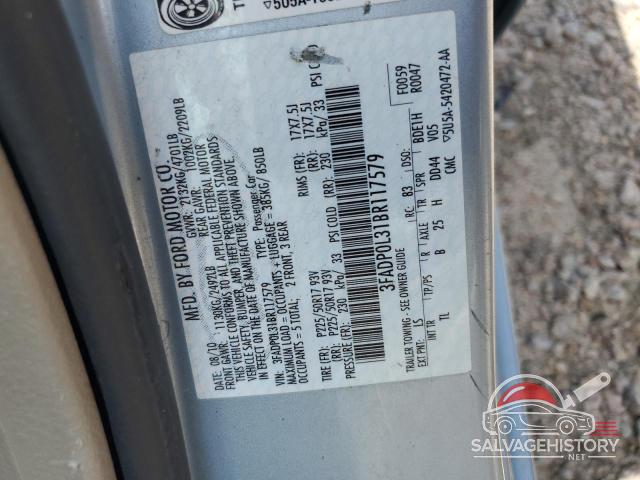 3FADP0L31BR117579 2011 FORD FUSION photo no. 12