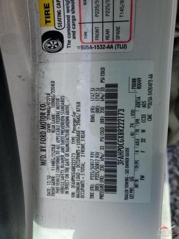 3FAHP0CGXBR222173 2011 FORD FUSION photo no. 13