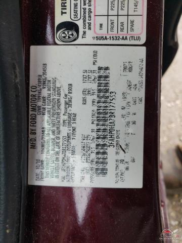 3FAHP0HA7BR177553 2011 FORD FUSION photo no. 12