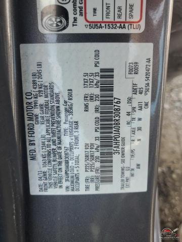 3FAHP0JA0BR308767 2011 FORD FUSION photo no. 12
