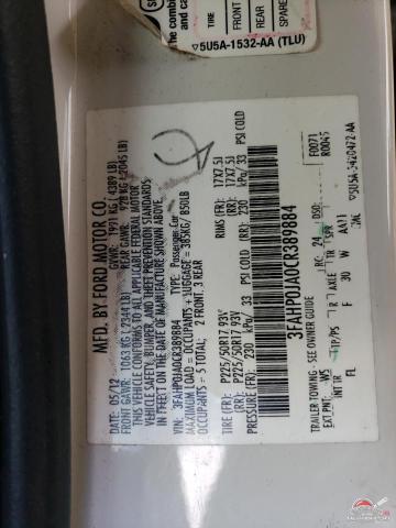 3FAHP0JA0CR389884 2012 FORD FUSION photo no. 12