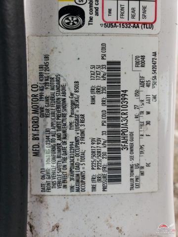 3FAHP0JA3CR103994 2012 FORD FUSION photo no. 12
