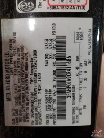 3FAHP0JA9CR411686 2012 FORD FUSION photo no. 12