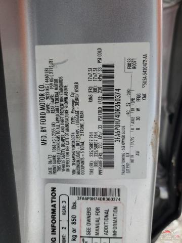 3FA6P0H74DR360374 2013 FORD FUSION photo no. 12