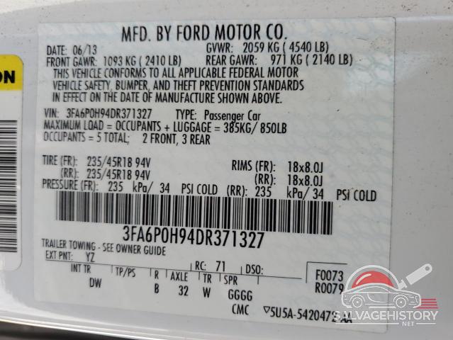 3FA6P0H94DR371327 2013 FORD FUSION photo no. 12