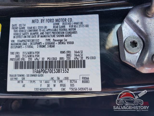 1FA6P0G70E5381552 2014 FORD FUSION photo no. 12