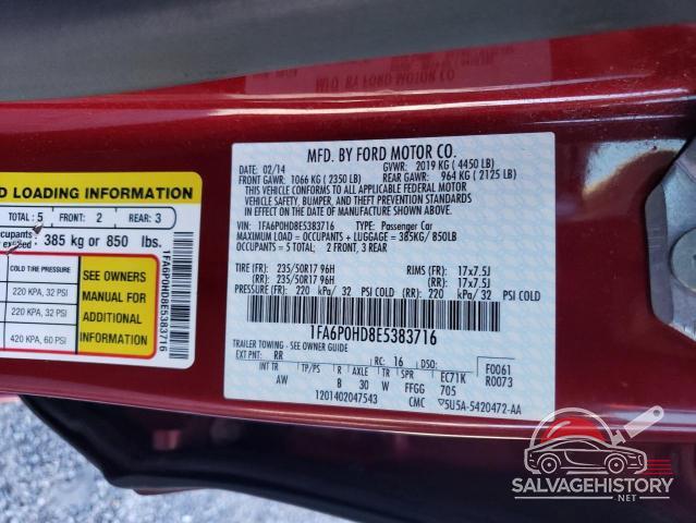 1FA6P0HD8E5383716 2014 FORD FUSION photo no. 12