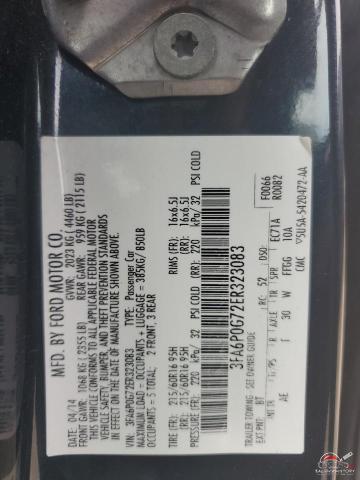 3FA6P0G72ER323083 2014 FORD FUSION photo no. 12