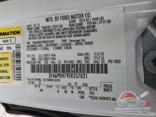 3FA6P0H79ER357021 2014 FORD FUSION photo no. 12