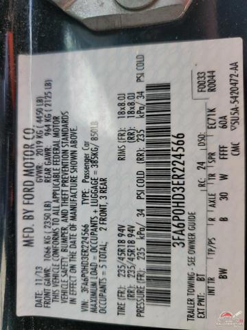 3FA6P0HD3ER224566 2014 FORD FUSION photo no. 12