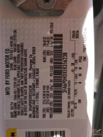 3FA6P0HDXER356238 2014 FORD FUSION photo no. 12