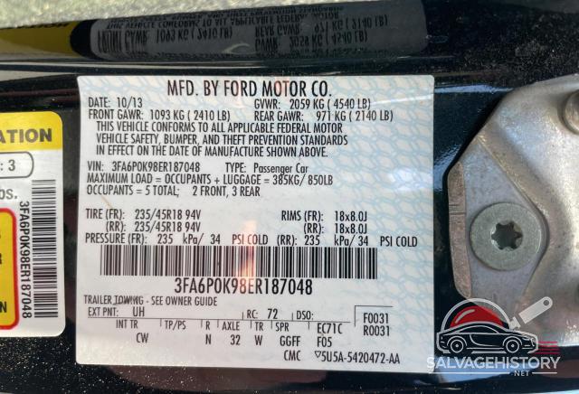 3FA6P0K98ER187048 2014 FORD FUSION photo no. 10