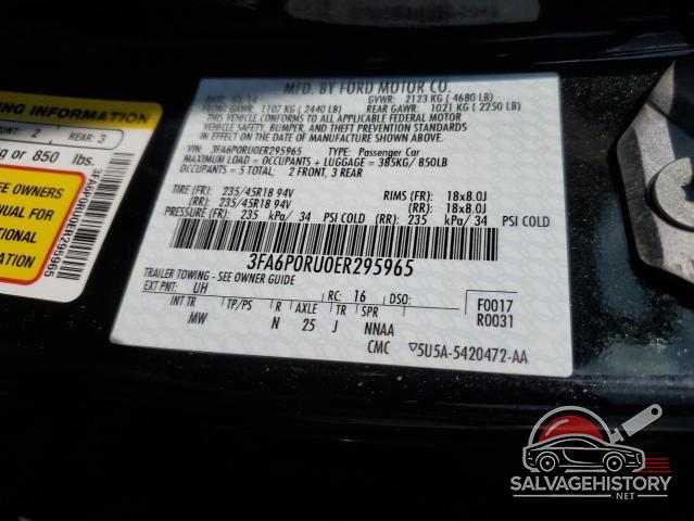 3FA6P0RU0ER295965 2014 FORD FUSION photo no. 12