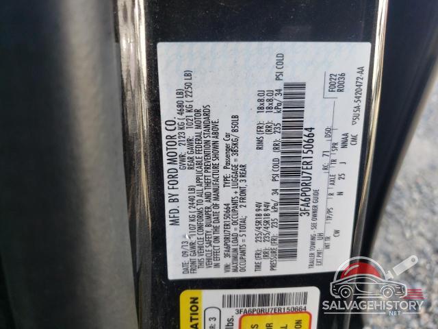 3FA6P0RU7ER150664 2014 FORD FUSION photo no. 12
