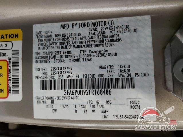 3FA6P0H92FR168486 2015 FORD FUSION photo no. 12