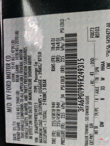 3FA6P0T99FR249315 2015 FORD FUSION photo no. 12