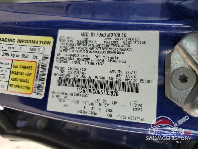 1FA6P0HD0G5133020 2016 FORD FUSION photo no. 12