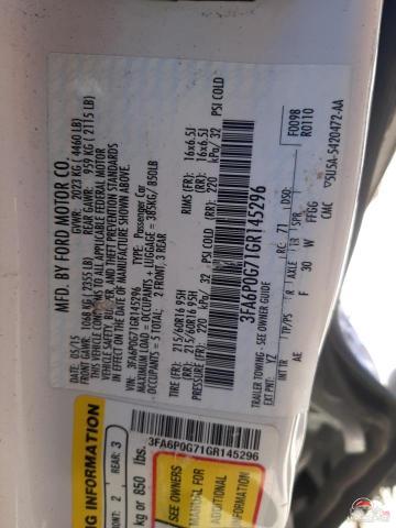 3FA6P0G71GR145296 2016 FORD FUSION photo no. 12