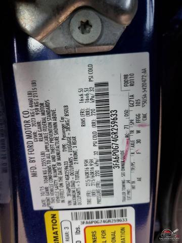 3FA6P0G74GR259633 2016 FORD FUSION photo no. 13