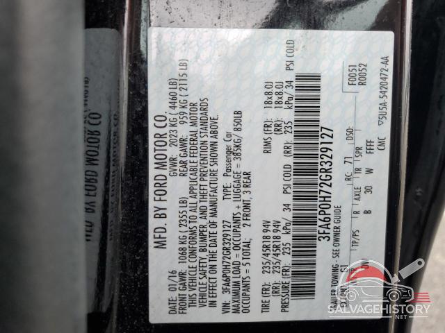 3FA6P0H72GR329127 2016 FORD FUSION photo no. 12