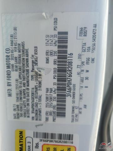 3FA6P0H76GR208116 2016 FORD FUSION photo no. 13
