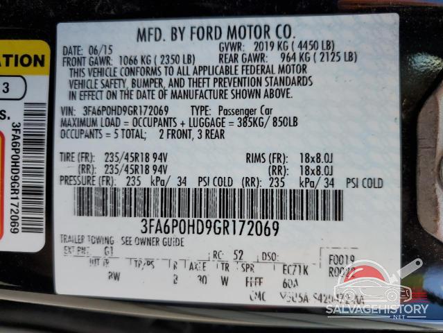 3FA6P0HD9GR172069 2016 FORD FUSION photo no. 12