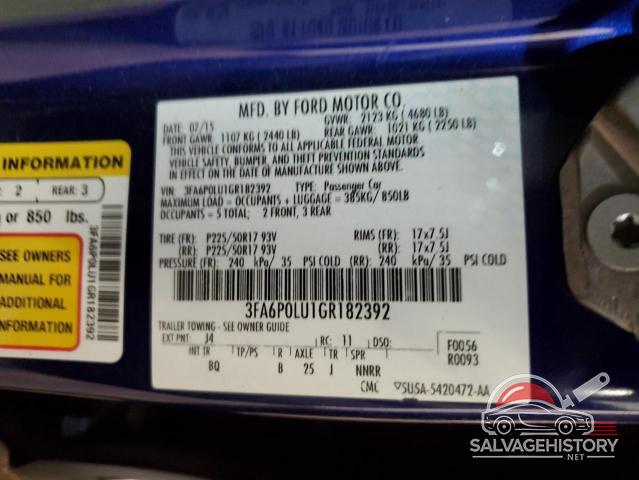 3FA6P0LU1GR182392 2016 FORD FUSION photo no. 12